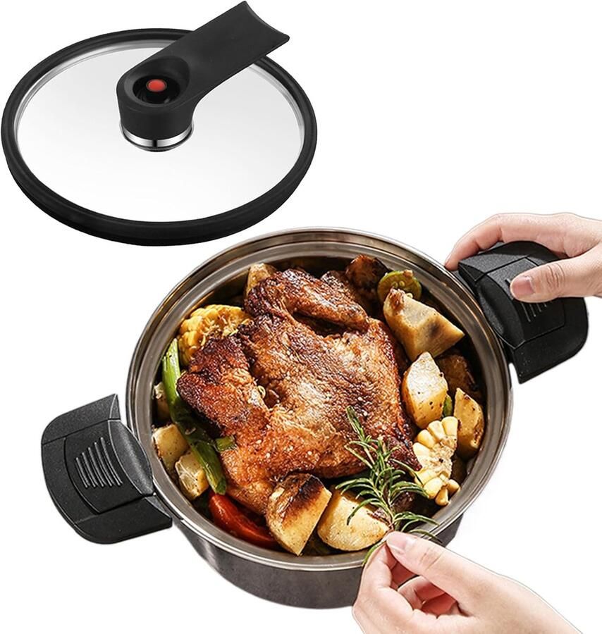 Drukpan Roestvrij Staal Stoofpan Stoomkoker Sneller Koken Micro-druk Systeem 24 cm Zilver
