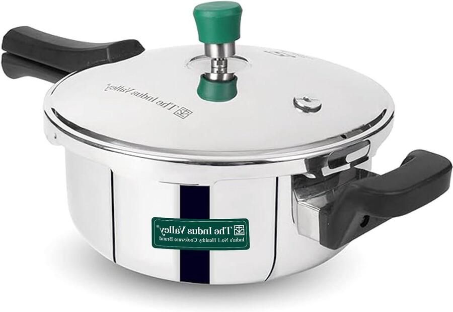 Drukpan Roestvrijstaal Snelkookpan Triply Snel Koken Gelijkmatige Verwarming 35 Liter Zilver