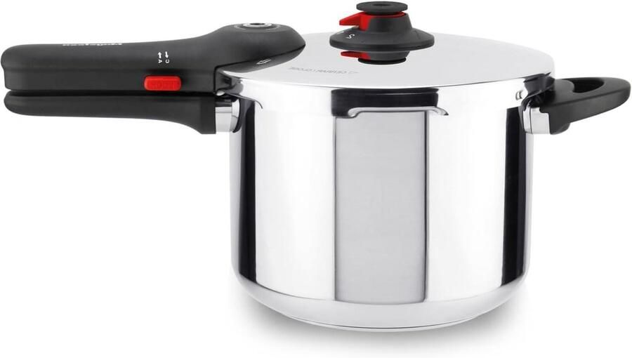 Drukpan Rood Snelkookpan Roestvrij Staal Snel Koken Eenvoudig Openingssysteem 6 Liter Rood