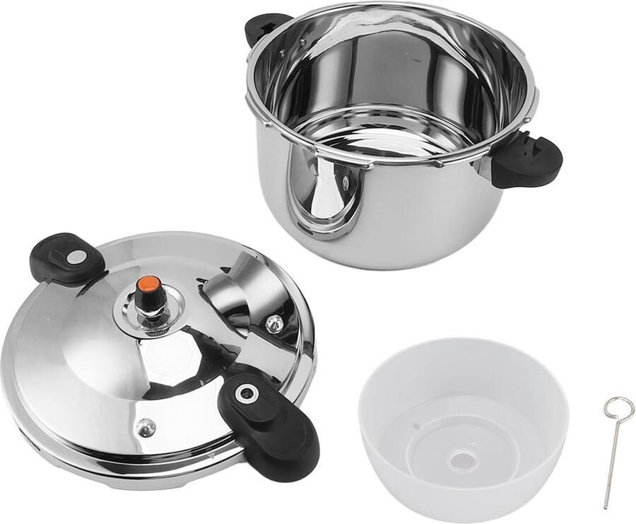 Drukpan RVS Snelkookpan Keuken Maaltijden Bereiden Inductie Geschikt 10 Liter Zilver