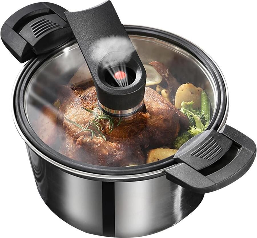 Drukpan RVS Snelkookpan Keuken Sneller Koken Microdruk Technologie 20 cm Zilverkleurig