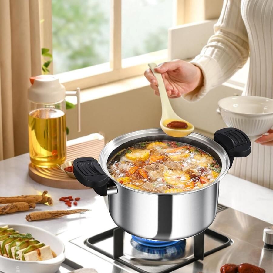 Drukpan RVS Snelkookpan Keukenpan Snel Koken Microdruk Technologie 3.5L of 5L Zilverkleurig