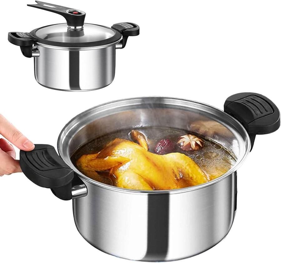 Drukpan RVS Snelkookpan Kookpan Snel Koken Micro-druk Technologie 5 Liter 12D x 25W x 12H cm