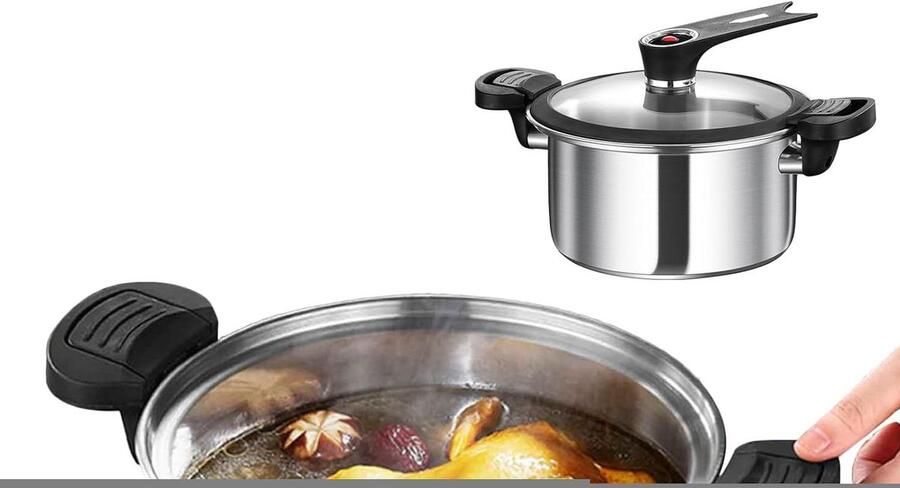 Drukpan Snelkookpan Keukenpan Snel Koken Efficiënte Warmteverdeling 3.5L Zilver - Foto 2