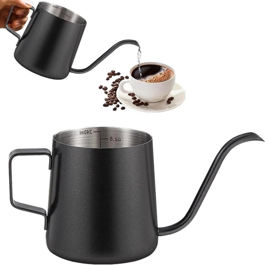 Druppelkoffiezetapparaat Handmatig koffiezetapparaat Koffie bereiden Zwanenhals uitloop 250 ml Zwart