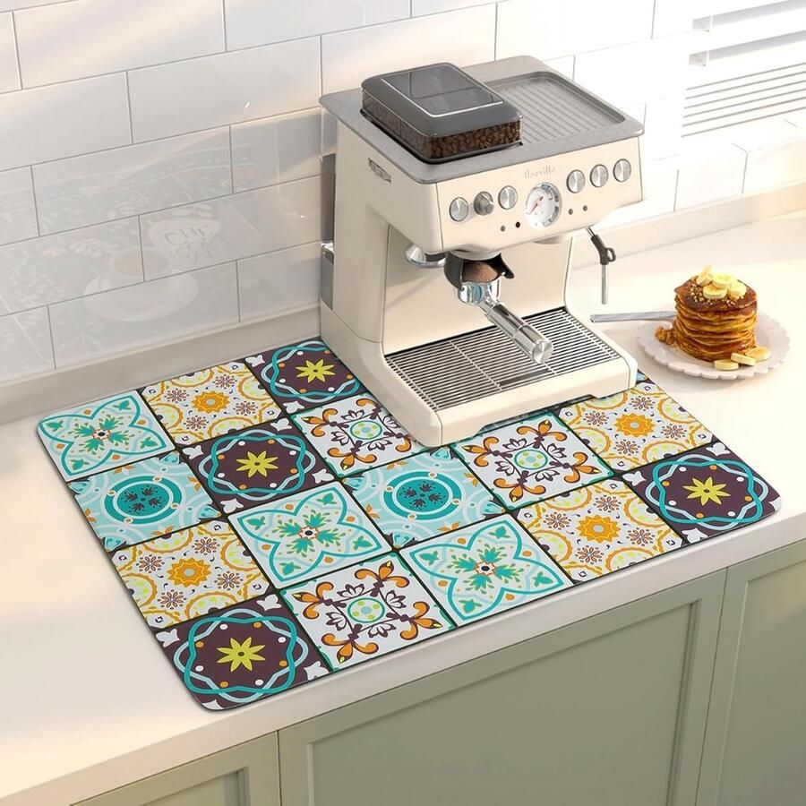 Druppelmat voor Koffiezetapparaat 50 x 40 cm Sneldrogende Onderlegger met Antislip Rubber Absorberende Droogmat voor Keuken en Tafelgebruik