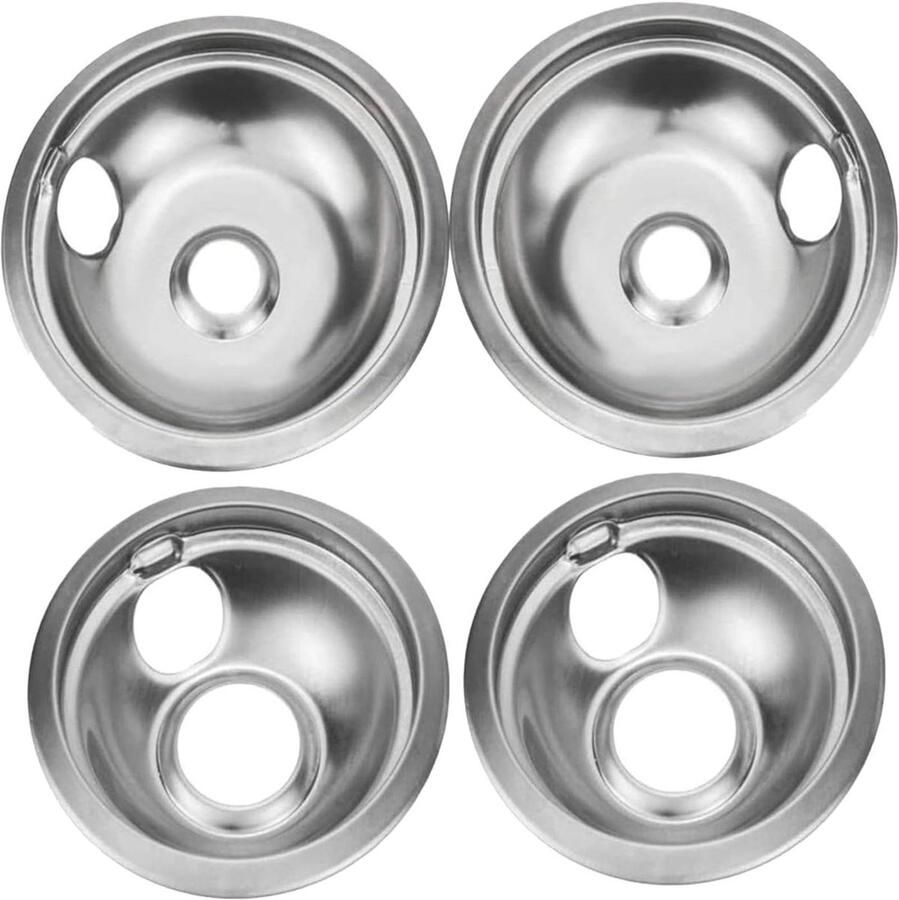 Druppelpannenset Branderringen Fornuis Covers Kookplaat Beschermen Roestvrij Staal 4-delig Zilver