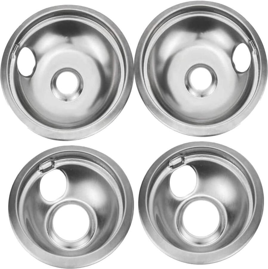 Druppelpannenset Fornuis ring Kookplaat schoonhouden Roestvrij staal 4-delig Zilver