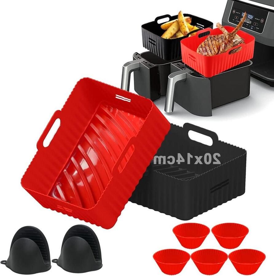 Dual Zone siliconen vorm voor heteluchtfriteuse 2 stuks 20 x 14 cm rechthoekig bakvorm Foodi AF300EU airfryer-accessoires