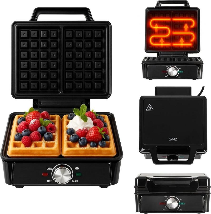 Dubbel Belgische Wafelijzer met Temperatuurregeling en Antiaanbaklaag