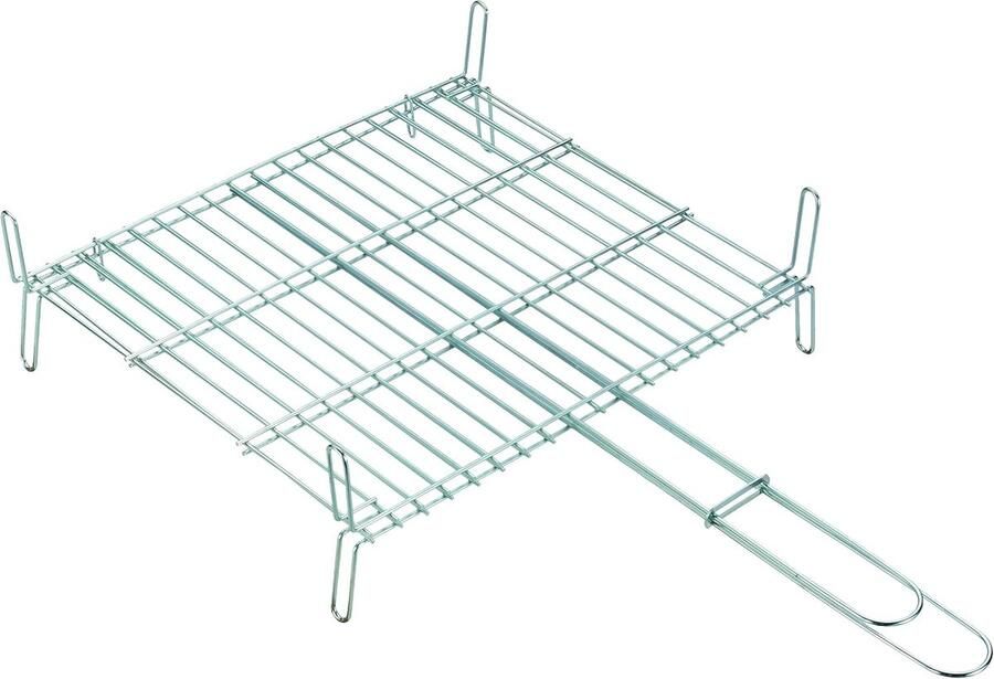 Dubbel Grillrooster Grillrek Staal Buiten Koken Verzinkt Staal 30 x 35 cm Zilverkleurig