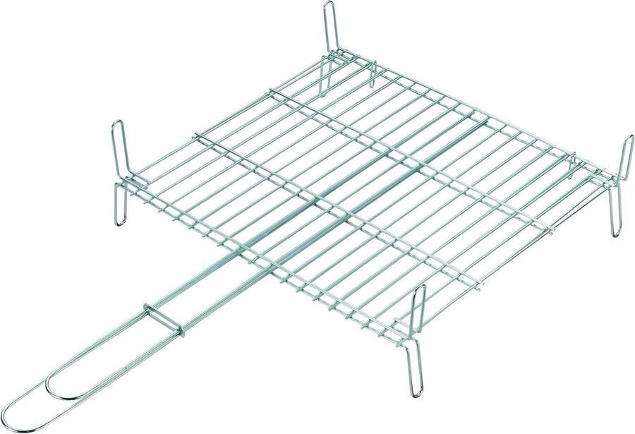 Dubbel Grillrooster Grillplaat Staal Buiten Koken Verzinkt Staal 30 x 35 cm Zilverkleurig