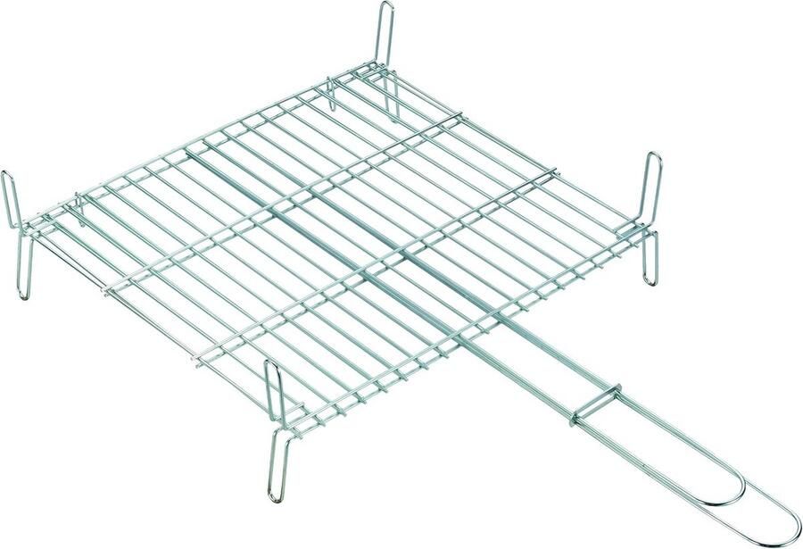 Dubbel Kookrooster Grillplaat Accessoire Barbecue Gereedschap Vergroot Grill Oppervlak 40 x 45 cm Zilver