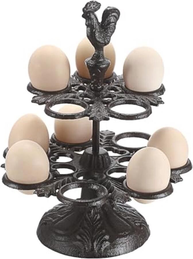 Dubbel Laags Gietijzeren Eierrek Decoratieve Houder voor Keuken
