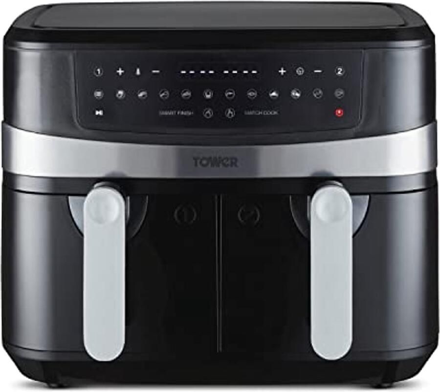 Dubbel Mand Airfryer 9L met 10 Voorgeprogrammeerde Instellingen en 1800W Vermogen