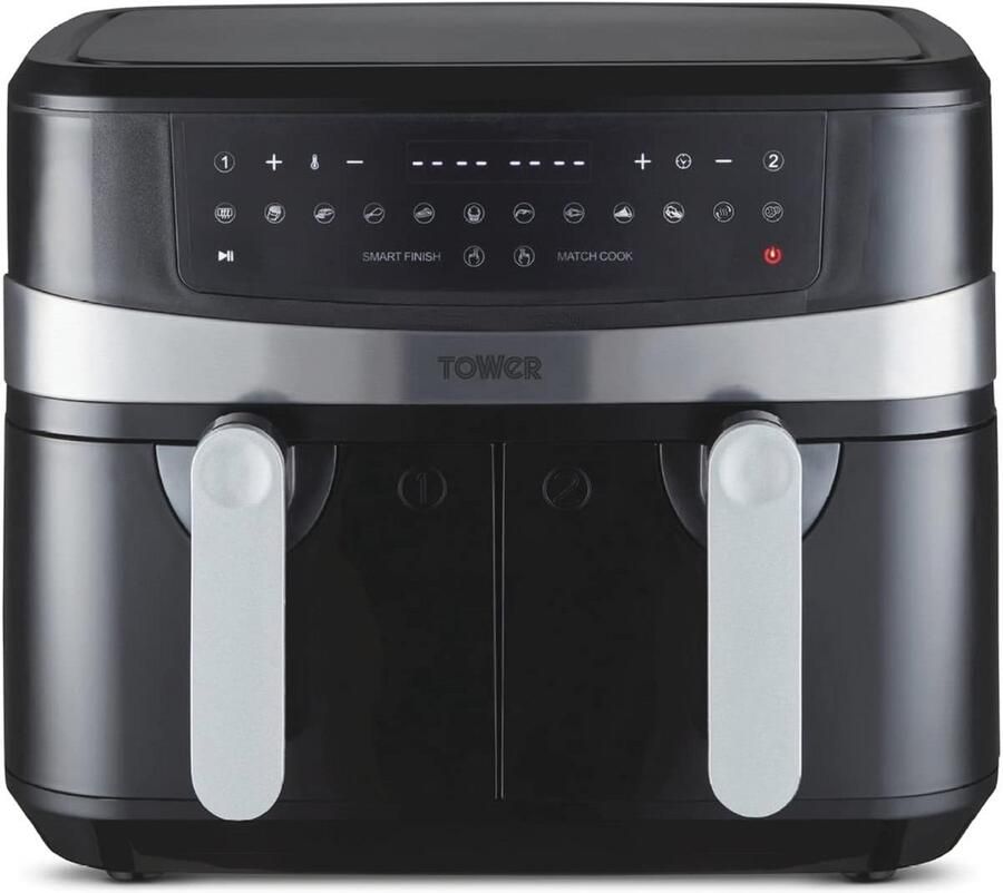 Dubbel Mand Airfryer 9L met 10 Voorgeprogrammeerde Instellingen en 1800W Vermogen