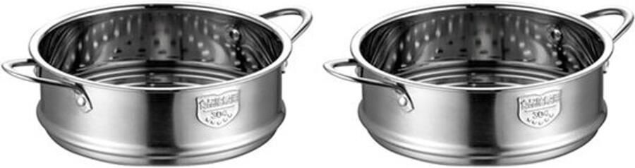 Dubbel Stoomrek Keuken Accessoire Gezond Koken Verdikt Roestvrij Staal 16 cm Diameter Zilverkleurig