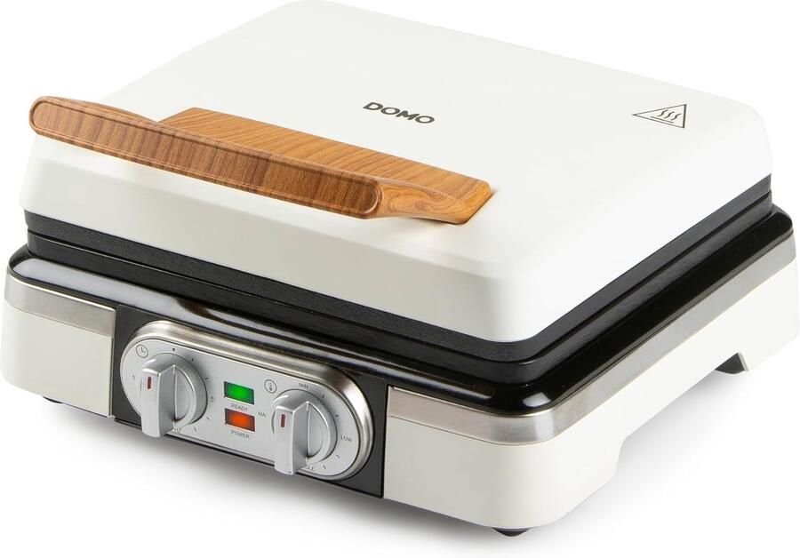 Dubbel Wafelijzer Apparaat voor Wafels Belgische Wafels Bakken PFAS-vrije Antiaanbaklaag 26.7x24.8x14.4 cm Wit