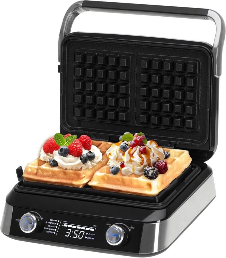Dubbel Wafelijzer Belgisch Wafelijzer Zelf Wafels Maken 12 Bruiningsniveaus 25x31x13 cm Zwart
