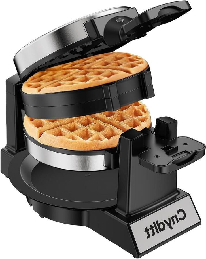 Dubbel Wafelijzer Belgische Wafelmaker Ontbijt Maken 180 Graden Rotatie 8 Wafels Tegelijk Zwart