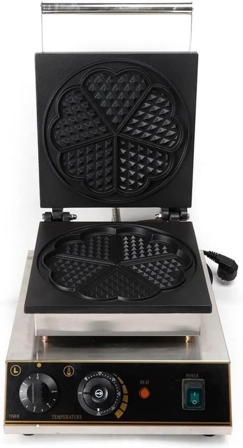 Dubbel Wafelijzer Hartjes Wafelmaker Snel Wafels Bakken Vijf Wafels Tegelijk 1750 Watt RVS