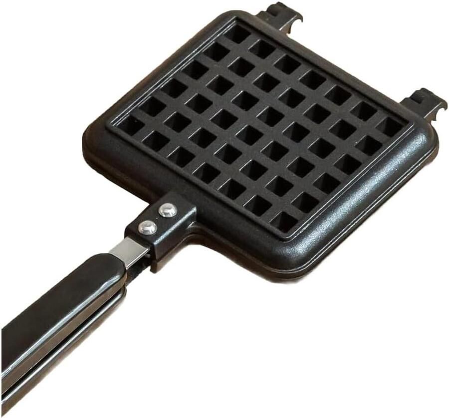 Dubbel Wafelijzer Hartvormige Wafelmaker Ontbijt Bakken Omkeerbaar Patroon 37 x 15 cm Zwart