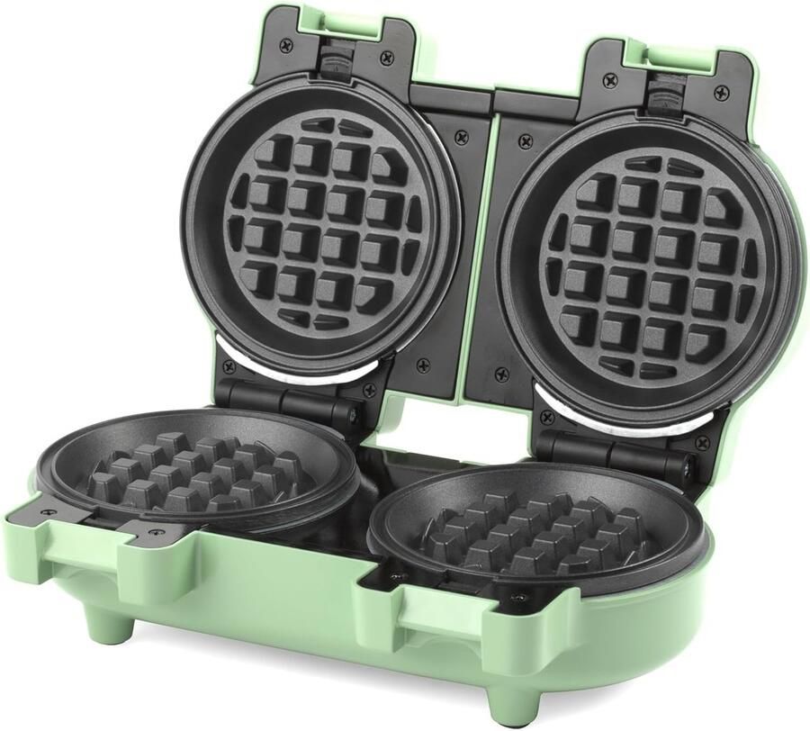 Dubbel Wafelijzer Mini Wafels Zoete Snacks Afneembare Platen Compact Design Pastelgroen