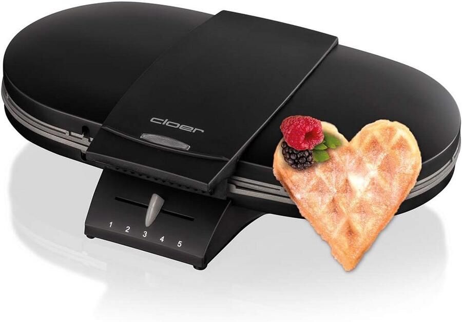 Dubbel Wafelijzer voor Hartvormige Wafels 1200W 2 Wafels Tegelijk 15.5cm Anti-aanbaklaag Zwart