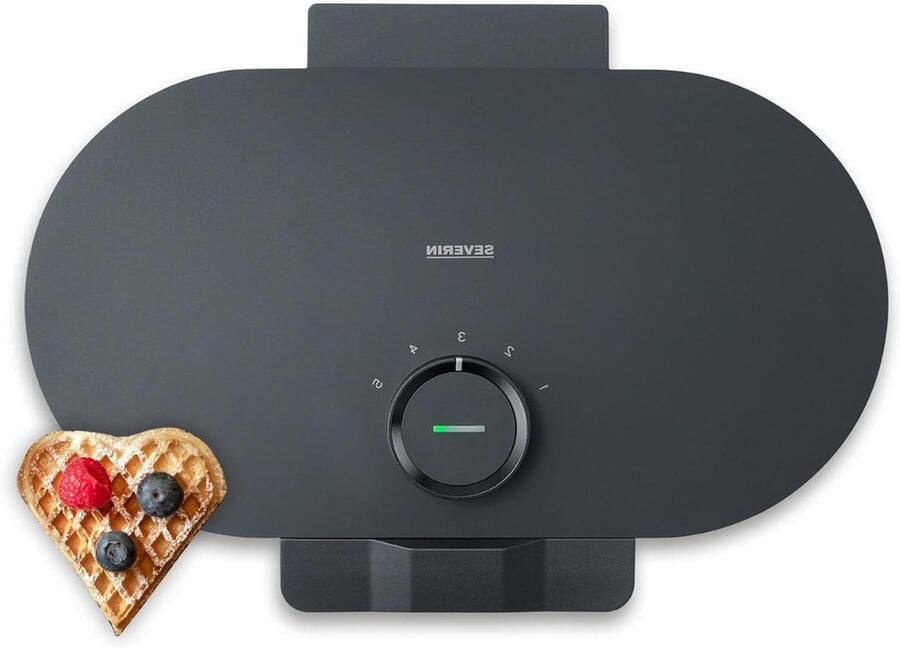 Dubbel wafelijzer Wafel maker hartjes Hartvormige wafels bakken PFAS-vrije coating 1200 watt Matzwart