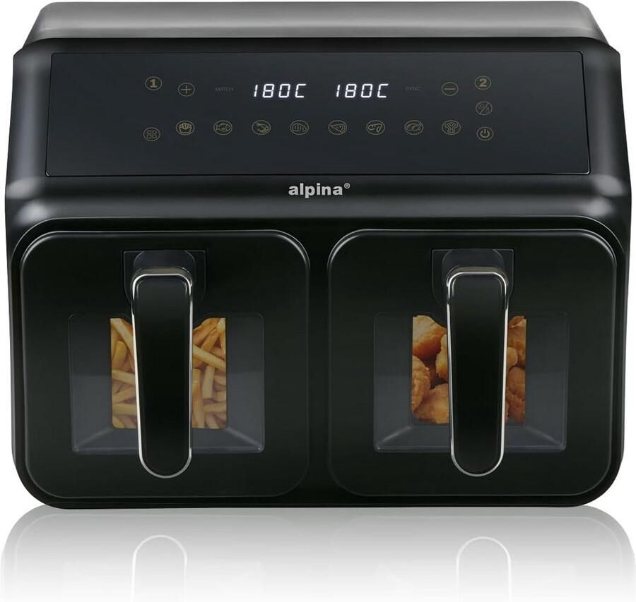 Dubbele Airfryer 8L met Digitaal Display Timer en Kijkvensters