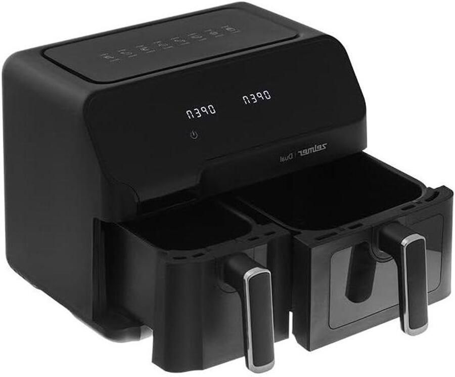 Dubbele Airfryer Friteuse zonder vet Gezond Koken Twee Mandjes 9 Liter Zwart