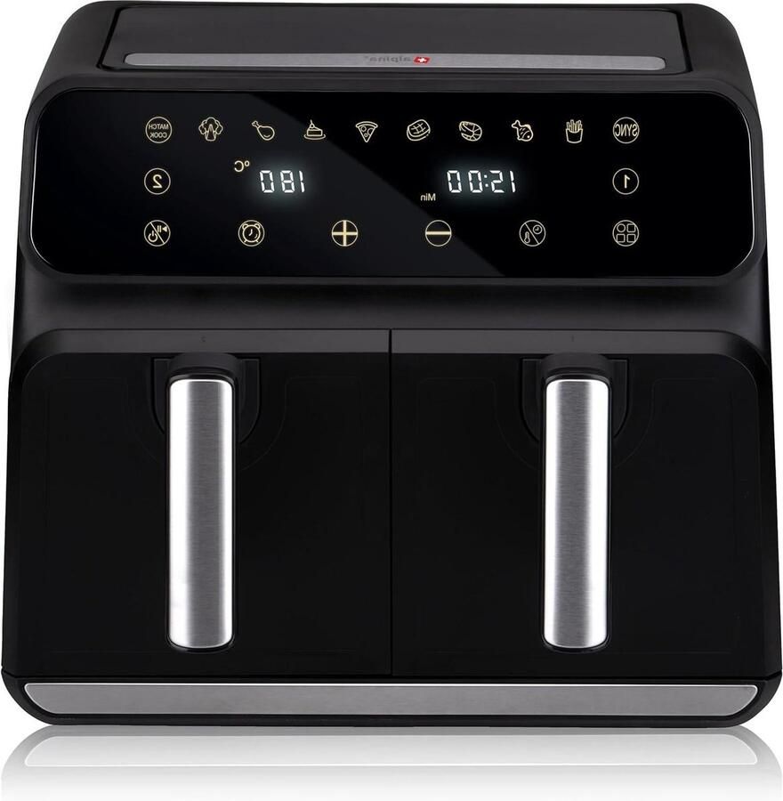 Dubbele Airfryer Heteluchtfriteuse XXL Gezond Koken Sync Finish Functie 8 Liter Zwart