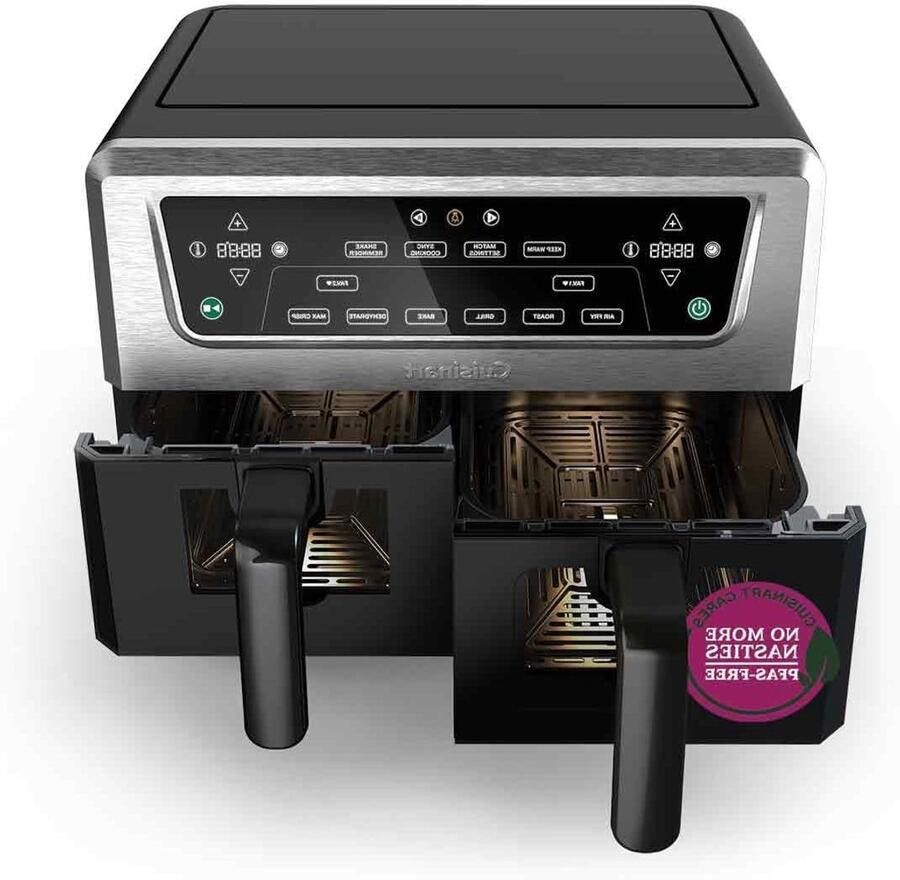 Airfryer Dubbele Lades Heteluchtoven XL Maaltijden Bereiden Twee Lades 10.4 Liter Zwart