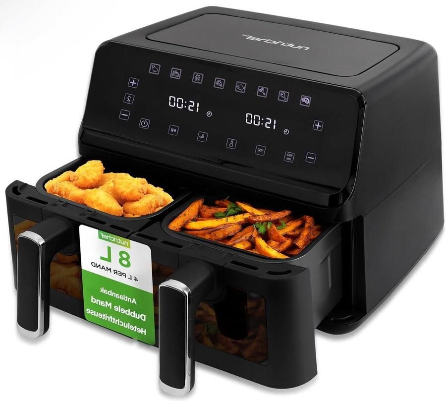 Dubbele Airfryer Heteluchtoven Gezond Koken Dubbele Capaciteit 8.8 Liter Zwart