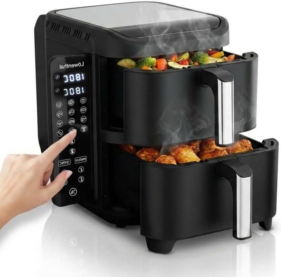 Dubbele Airfryer XL Hetelucht Friteuse Airfryer met Dubbele Mand Gezinsmaaltijd