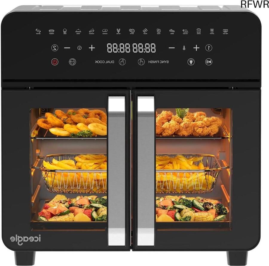 Dubbele Airfryer XL Hetelucht Friteuse Airfryer met Dubbele Mand Snelkoken