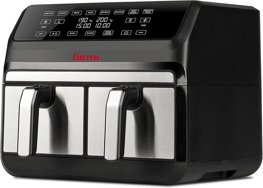 Dubbele Airfryer XL met 2 Zones 8 Liter Digitaal 1700W Zwart Zilver