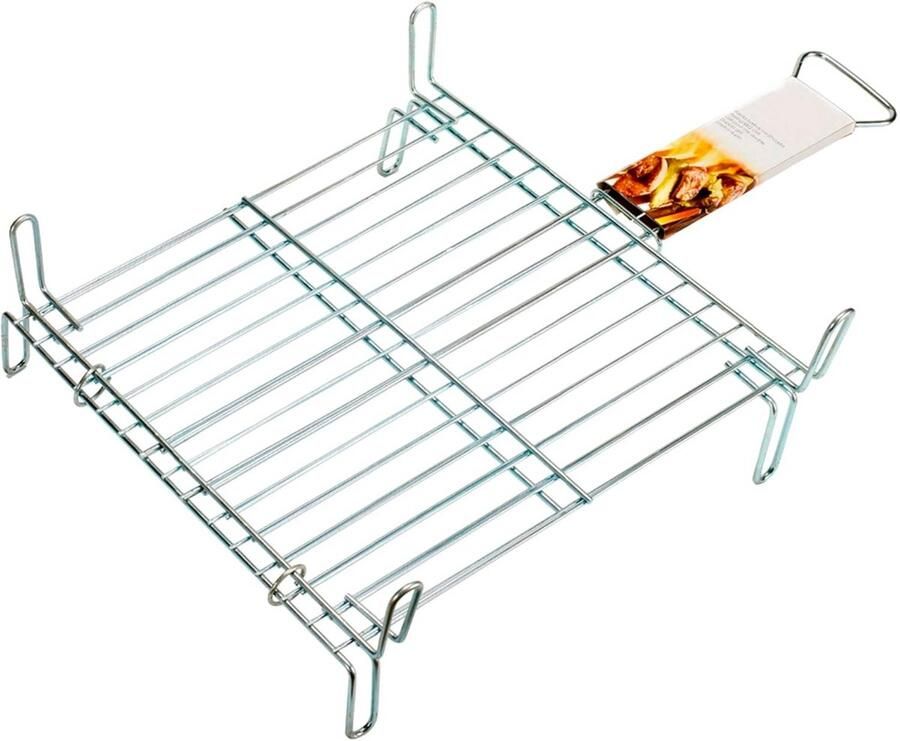 Dubbele Grill Buiten BBQ Lekker Grillen Verzinkt Staal 40 x 40 cm Zilverkleurig