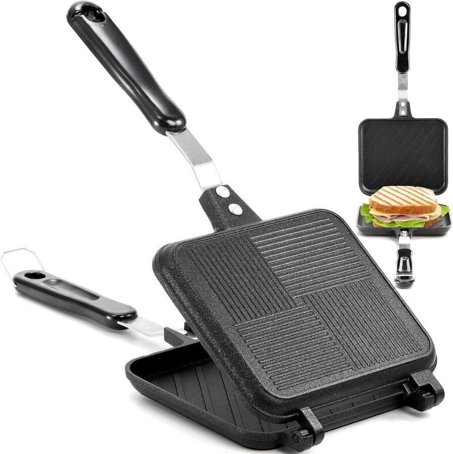 Dubbele Braadpan Sandwich Maker Broodjes Bakken Afneembaar Ontwerp 15cm Breed