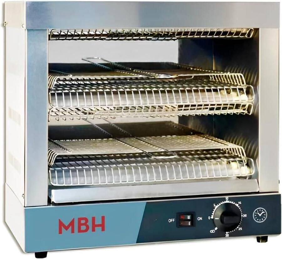 Dubbele Broodrooster Horizontale Toaster Professioneel Gebruik Roestvrij Staal 2 Lagen Rood
