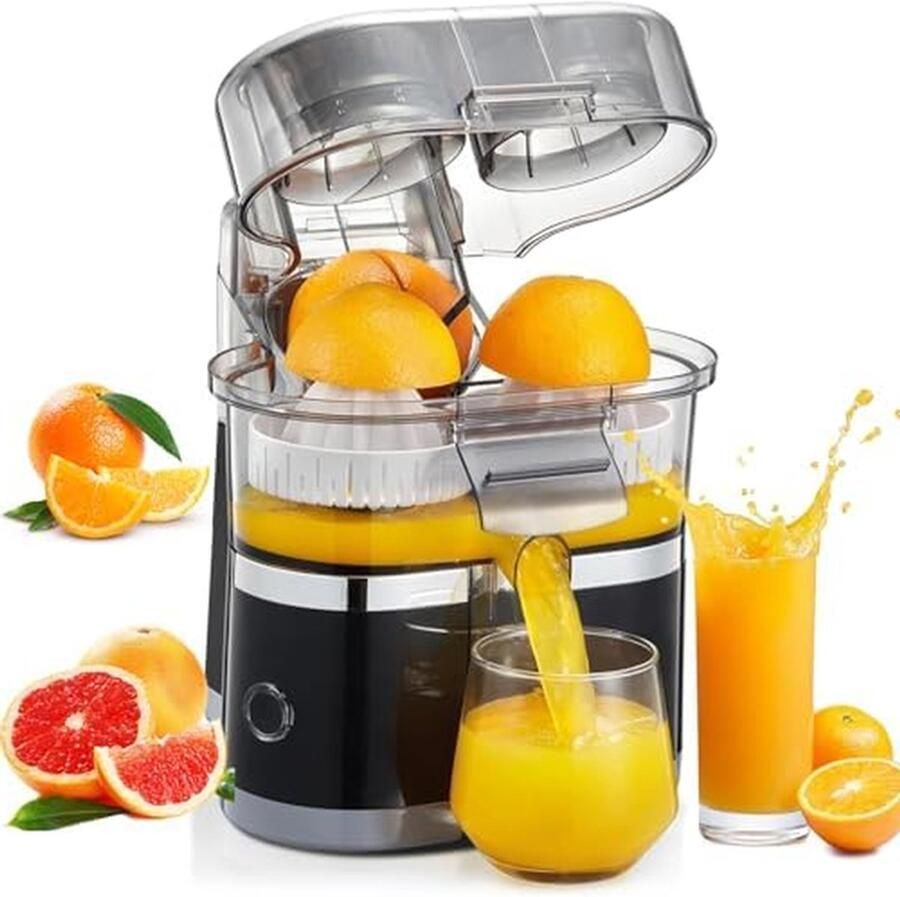 Dubbele Citruspers Elektrische Sapcentrifuge Vers Sap Maken Dubbele Perskop 500 ml Zilver