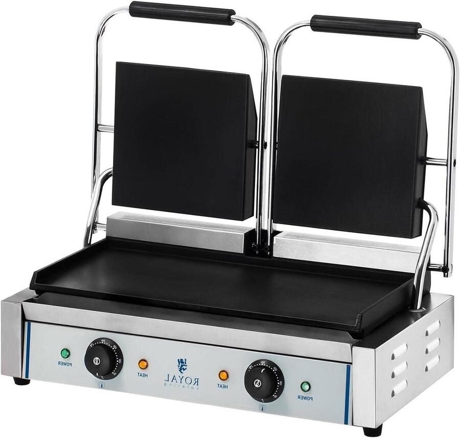 Dubbele Contactgrill Elektrische Grill Professioneel Koken Twee Onafhankelijke Verwarmingen 57 x 39 cm Zilver