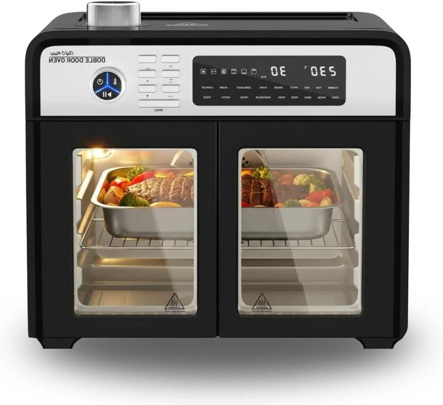 Dubbele Deur Oven Compacte Keukenoven Veelzijdig Koken 18 Kookprogramma's 28 Liter Zwart