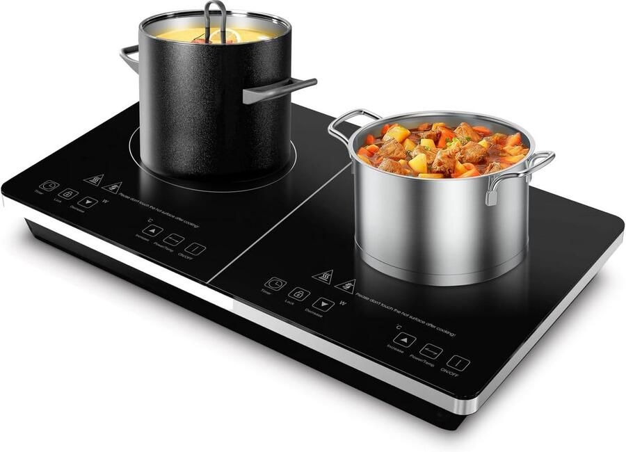 Dubbele Inductiekookplaat Mobiele Kookplaat Snel Koken 3500 Watt Vermogen 54 x 31 cm Zwart
