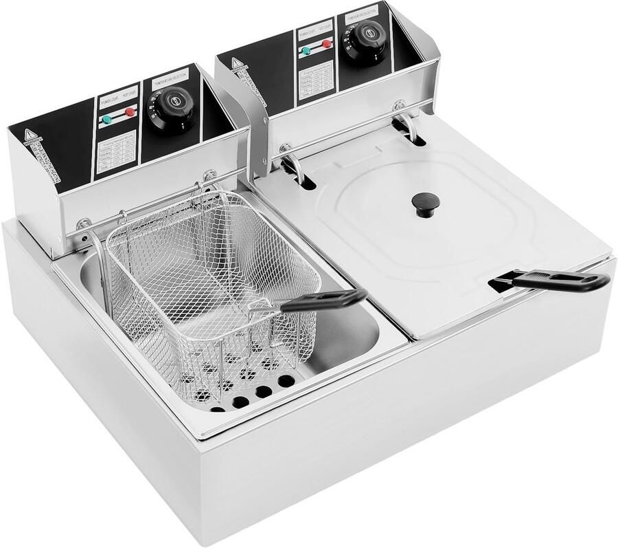 Dubbele Elektrische Friteuse 2 x 6 L Voor Commercieel Gebruik