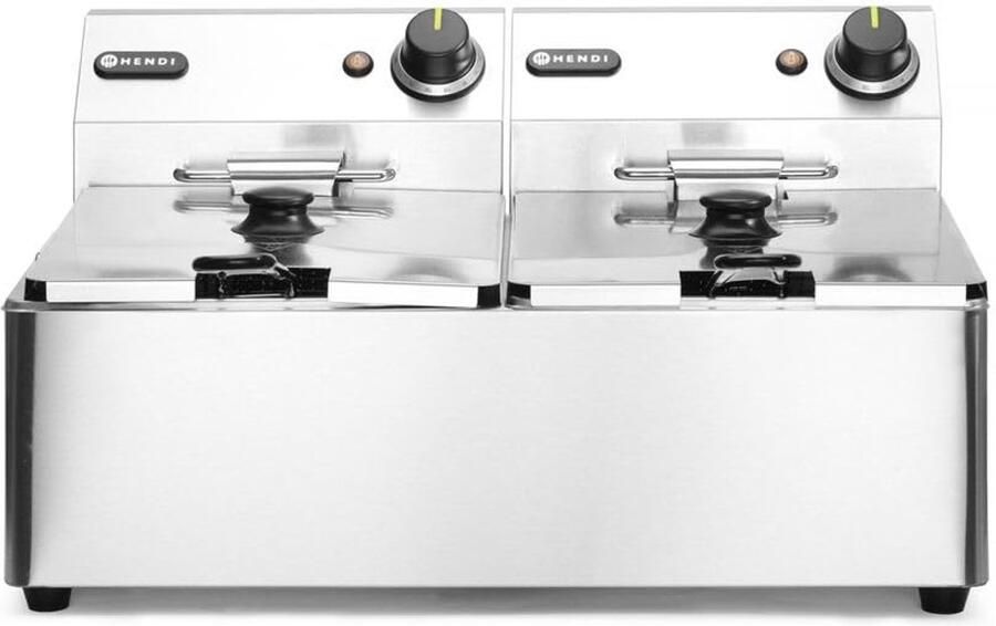 Dubbele Friteuse Frituurpan Professioneel Lekker Frituren Instelbare Temperatuur 2x6L Zilverkleurig