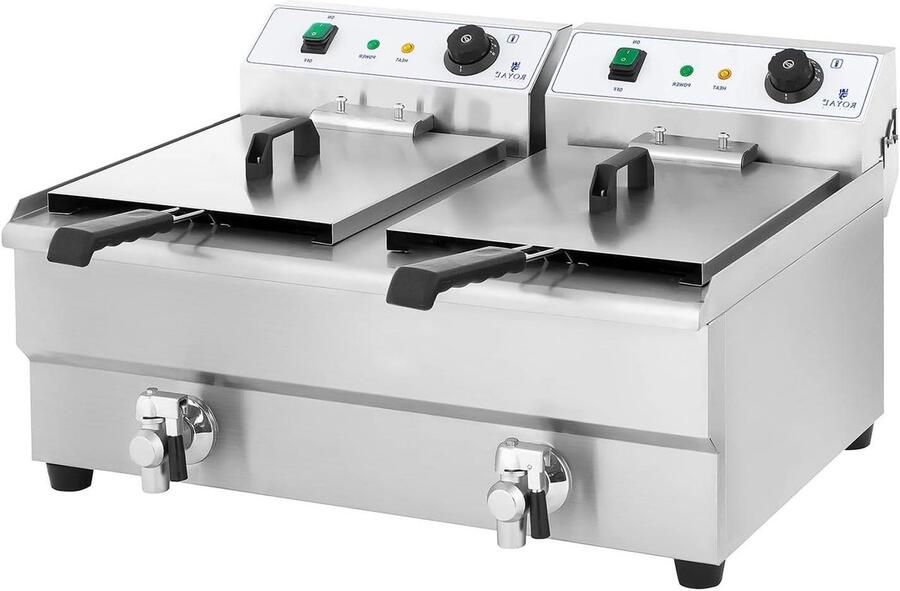 Dubbele Friteuse Professionele Frituur Grote Hoeveelheden Frituren Met Koude Zone 2 x 16 Liter Roestvrij Staal