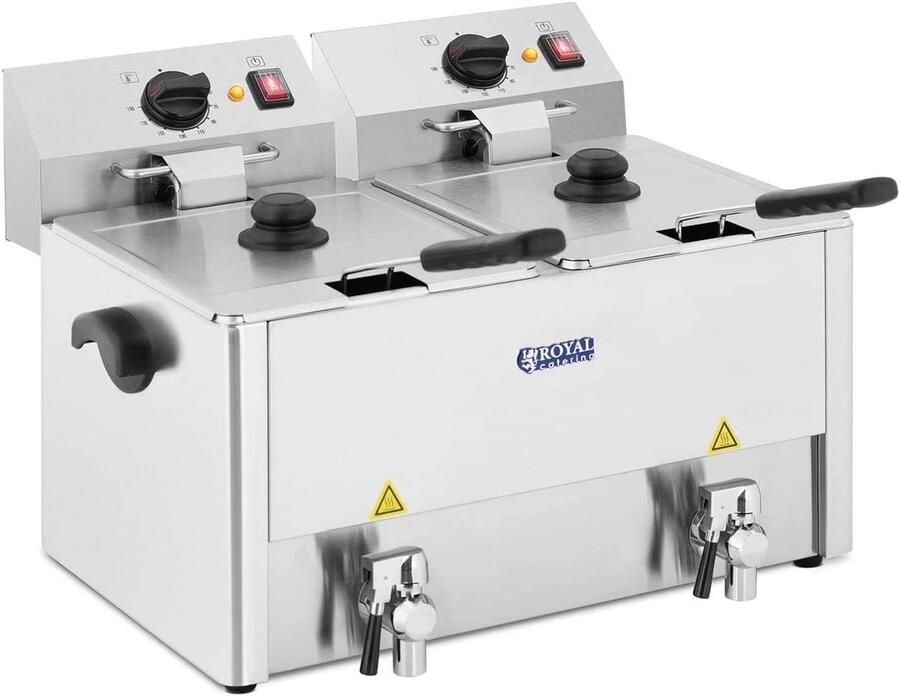 Dubbele Friteuse Professionele Frituurpan Grote Keuken Dubbele Thermostaat 2x13 Liter Zilver
