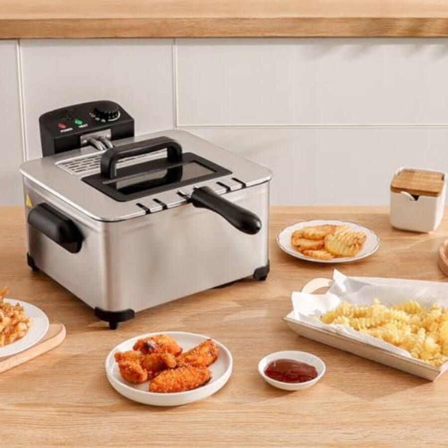 Dubbele frituurpan Dubbele friteuse Dubbele frietpan ‎20 x 20 x 28 cm 3 6 kg Zilver 2000W