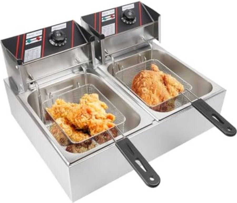 Dubbele frituurpan Dubbele friteuse Dubbele frietpan ‎30 x 55 x 44 cm 5000 watt 12L